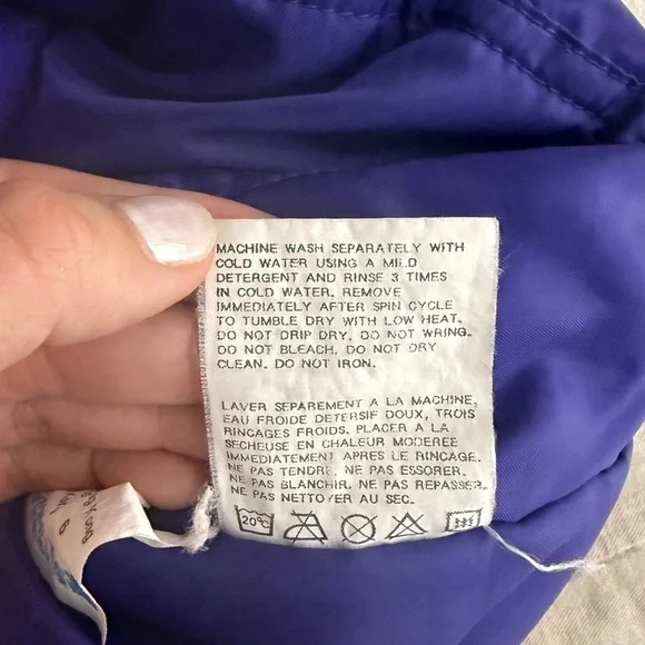 Tyrolia Skiwear Vintage Purple Black Aztec Ski Jacket Nylon Winter Coat Size 10 - Picture 11 of 11